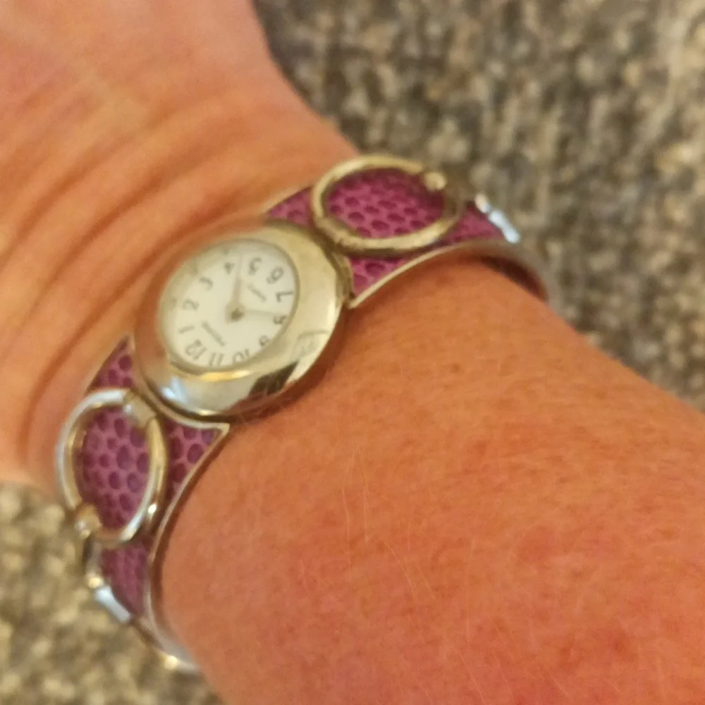 Pedre Vintage derby front clasp purple leather faux snake skin silver to…